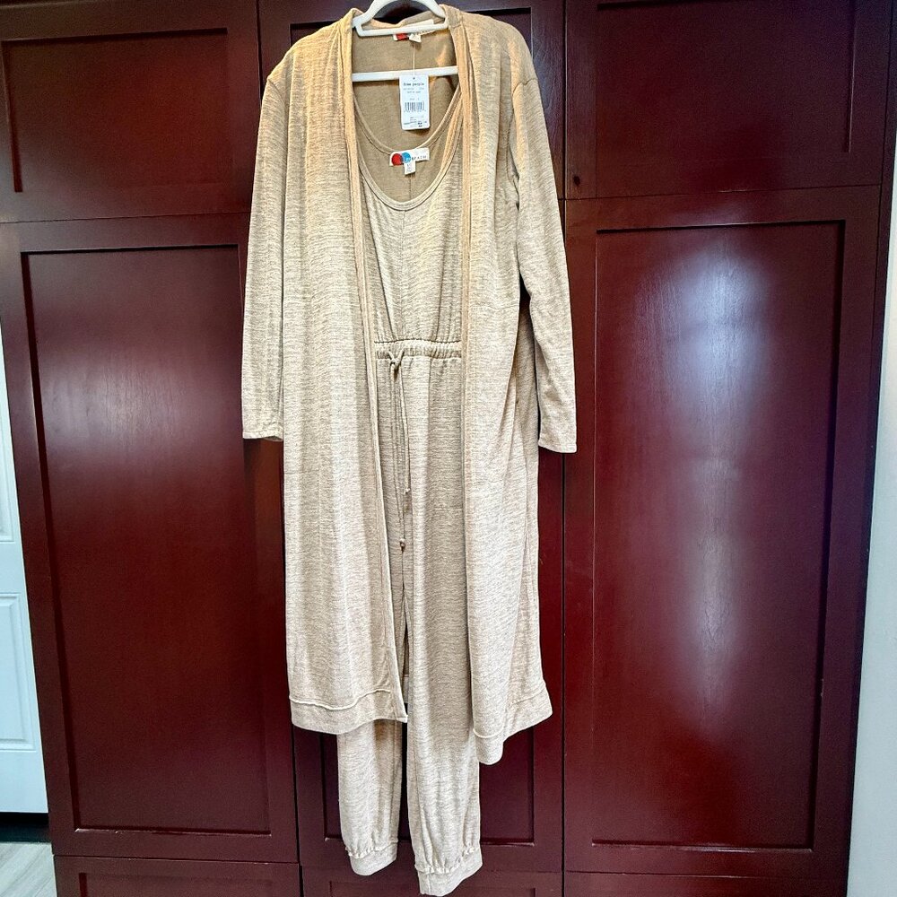 Free People Bicoastal Set: Cardigan and Jumpsuit: Cream NWT  Large